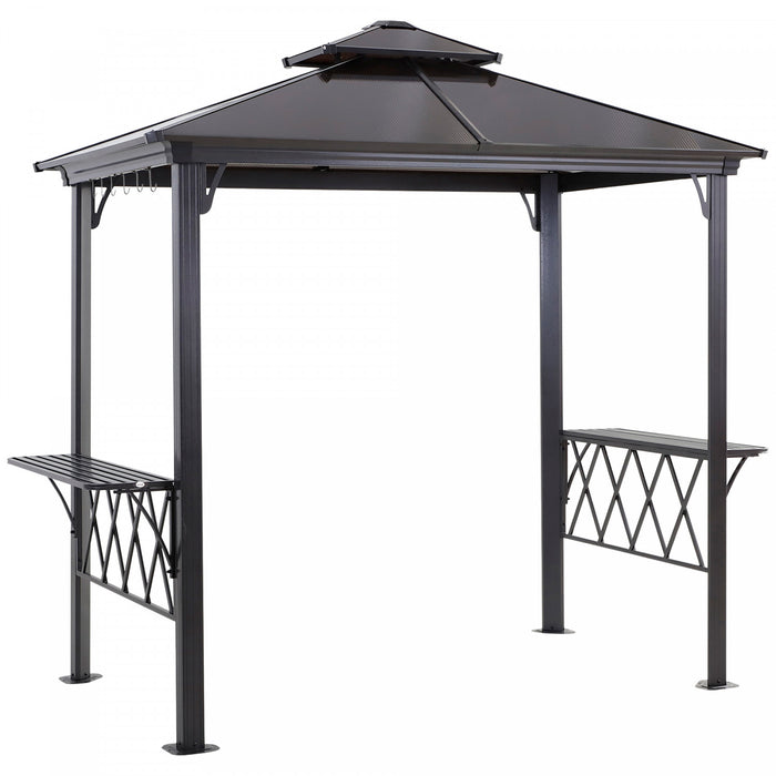 Outsunny Gazebo De Barbecue 9' X 5', Avec Toit En Pc A 2 Niveaux, Etageres