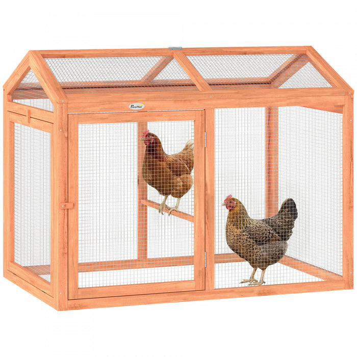 Parc a poules en bois, poulailler exterieur avec perchoir