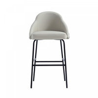 Tabouret de bar moderne en metal Gracie avec revetement en tissu, gris pierre et noir