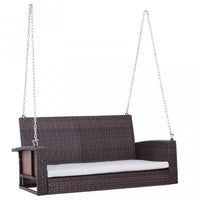 Outsunny 2 Personnes Exterieur En Osier Porche Balancoire Jardin Banc Suspendu Avec Coussin Cour Dou