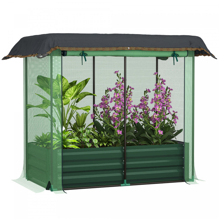 Outsunny Lit De Jardin Sureleve Galvanise Avec Cage De Culture Et Toile