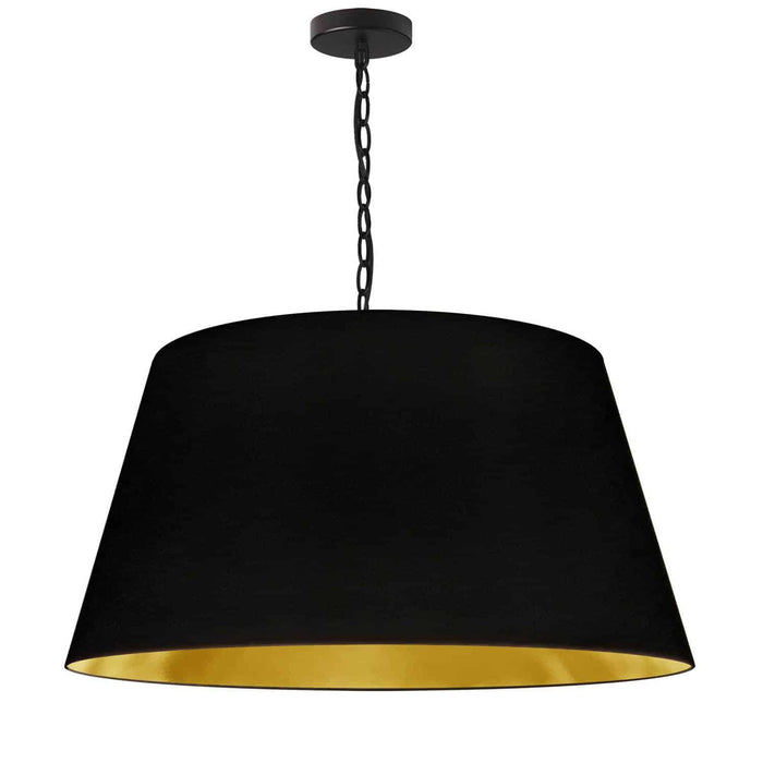 Grand luminaire suspendu Brynn de Dainolite avec abat-jour noir et doré, fini noir et 1 ampoule