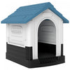 Niche exterieure avec fenetres pour chiens miniatures, bleu