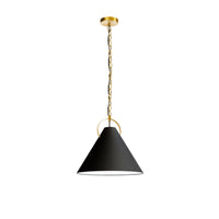Luminaire suspendu Princeton de Dainolite de 16 po de diamètre avec abat-jour noir, fini laiton vieilli et 1 ampoule