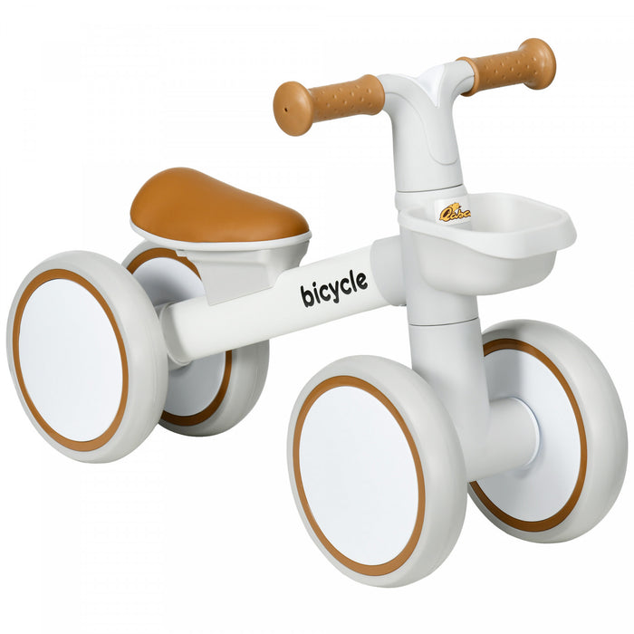 Qaba Velo D'equilibre Pour Bebe, Velo D'equilibre Avec Siege Reglable Blanc