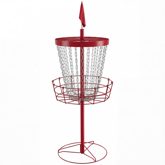 Soozier Panier de Pratique a 24 Chaines pour Disc Golf, Rouge et Argent