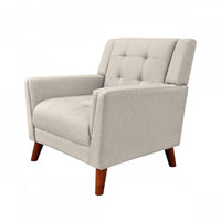 Midway Fauteuil Moderne du Milieu de Siecle a Point Capitonne Gaufre, Beige, Noyer