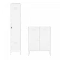 Armoires de rangement modernes Naomi 2 pieces en metal, coloris blanc