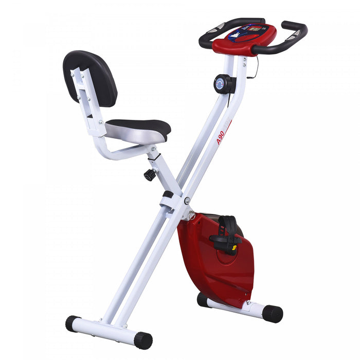 Soozier Velo D'exercice D'entrainement Vertical Pliable Avec 8 Niveaux De Resistance Magnetique Pour L'exercice Aerobique, Rouge