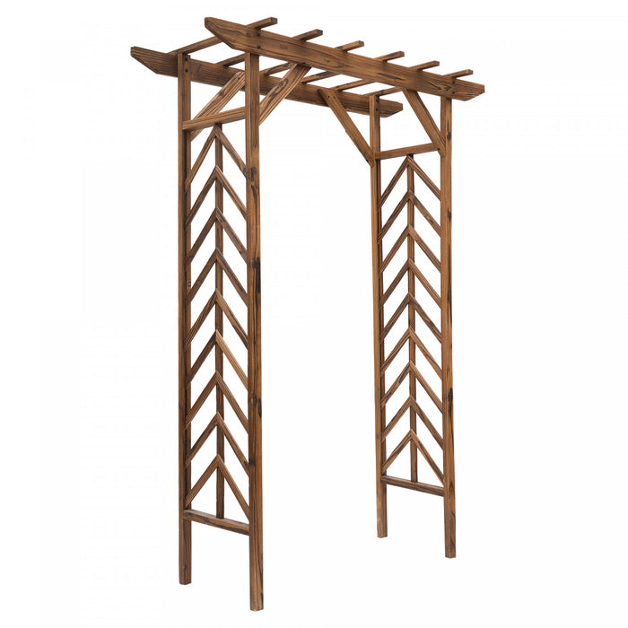 Outsunny 79\" Treillis De Jardin, Arbre En Bois Arque Avec Toit En Forme De Pergola