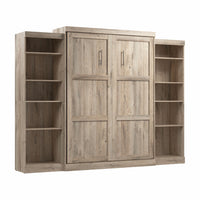 Grand lit escamotable mural Pur de Bestar de 115 po avec 2 meubles à tablettes - brun rustique
