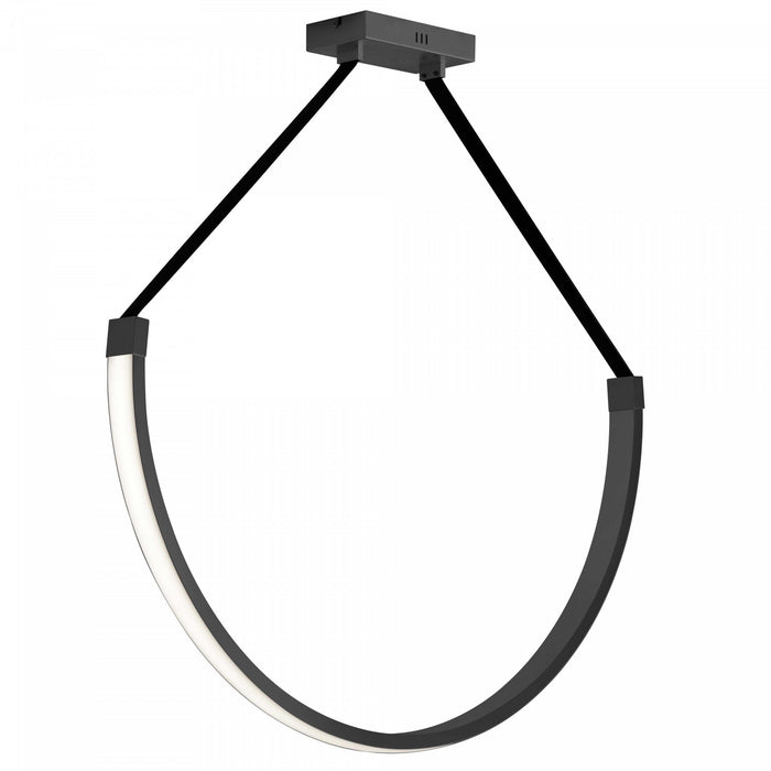 Luminaire suspendu Regan de Dainolite en silicone blanc qui diffuse la lumière, avec fini noir mat et ampoule à DEL de 50 W