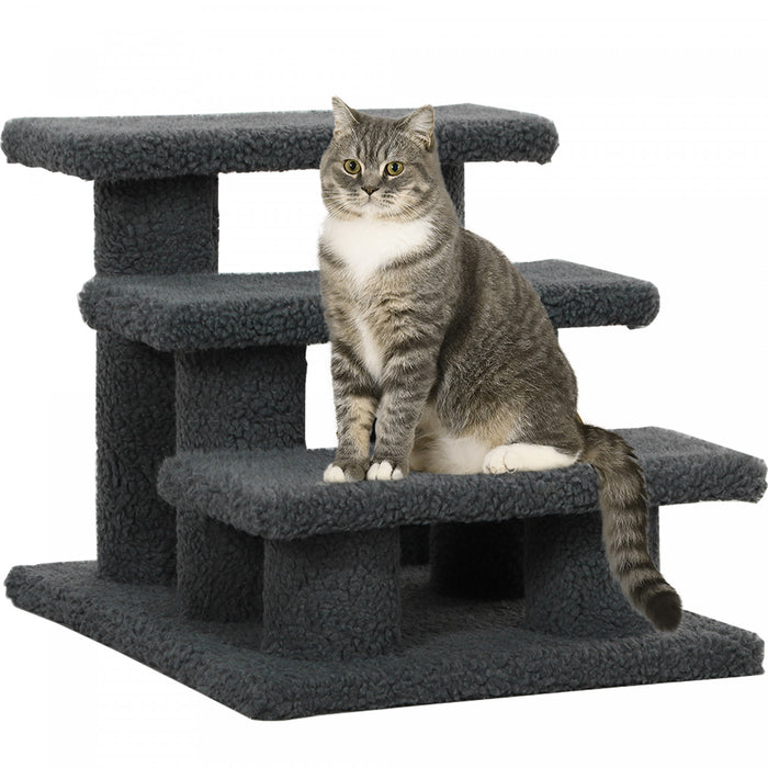 Pawhut Escalier A Gratter Pour Chat A Plusieurs Niveaux, 3 Marches Avec Moquette, Gris