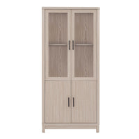 Bibliotheque armoire Jodie style mi-siecle moderne 79 cm en chene blanchi (6 etageres)