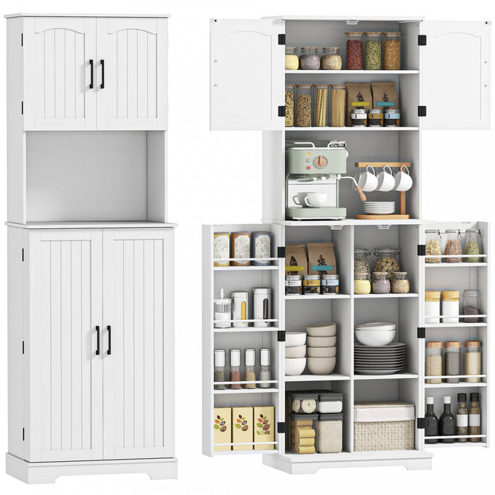 HOMCOM Armoire de garde-manger, placard de cuisine, etageres a epices Blanc