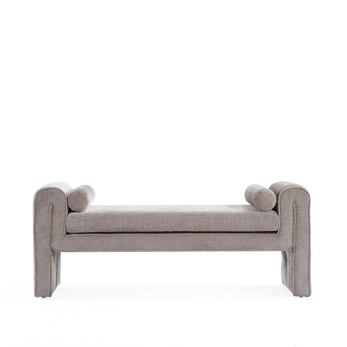 Banc d’appoint moderne glamour en chenille Concord, coloris colombe
