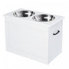 Station De Stockage D'alimentation Pour Animaux De Compagnie Surelevee Pawhut Avec Base De 2 Bols En Acier Inoxydable Pour Grands Chiens Et Autres Grands Animaux De Compagnie, Blanc