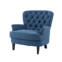 Arcadia Fauteuil de Salon d'Inspiration Vintage a Clous Decoratifs et Dossier Courbe, Bleu Marine