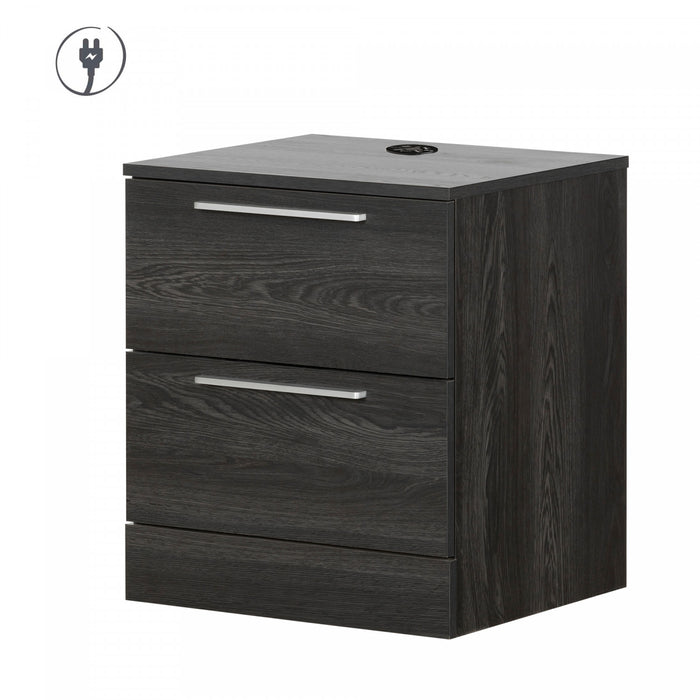 Step One Essential Table de nuit avec 4 port USB Chêne gris, de Meubles South Shore