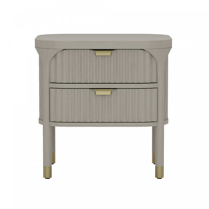 Table de nuit contemporaine Park 24\" en bois massif gris (2 tiroirs)