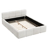 Lit plateforme Aiden avec cadre rembourre de soutien en tissu boucle, taille Queen, blanc