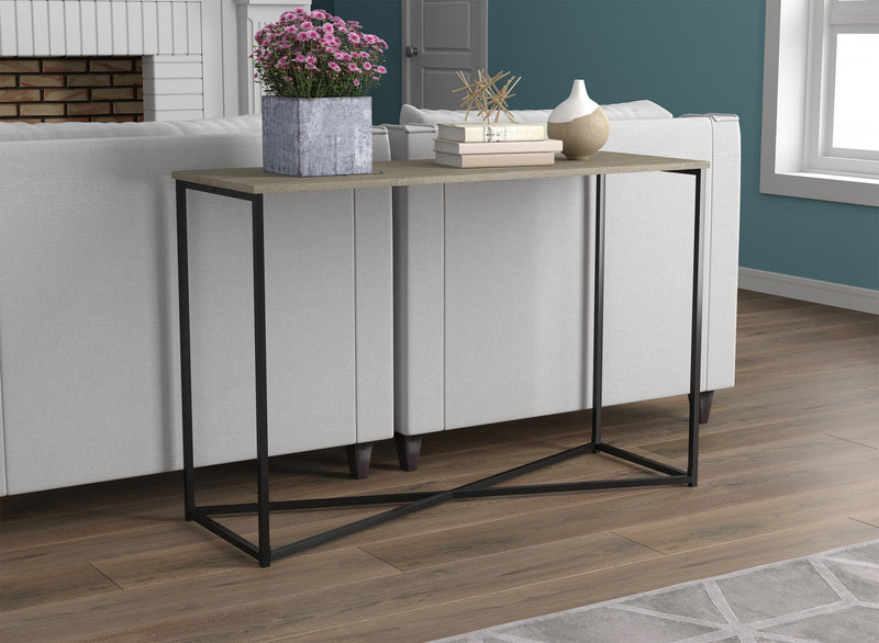 Console de 44 po - taupe foncé avec base en métal noir