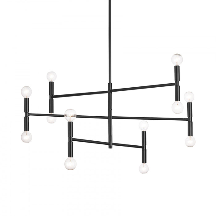 Lustre moyen Ava de Dainolite avec fini noir mat et 12 ampoules