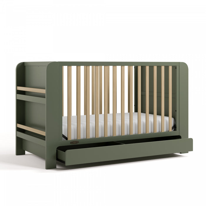 Graco Read with Me Convertible Lit de bebe avec tiroir - Olive avec bois clair