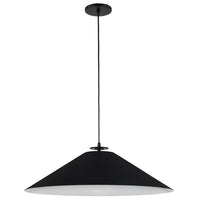 Luminaire suspendu Prudence de Dainolite avec abat-jour noir et blanc, fini noir mat et 1 ampoule