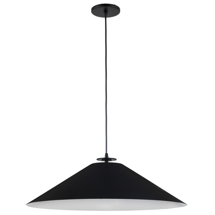 Luminaire suspendu Prudence de Dainolite avec abat-jour noir et blanc, fini noir mat et 1 ampoule