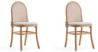 Ensemble 2 chaises de salle à manger Paragon de Manhattan Comfort avec coussins crème - cannage naturel
