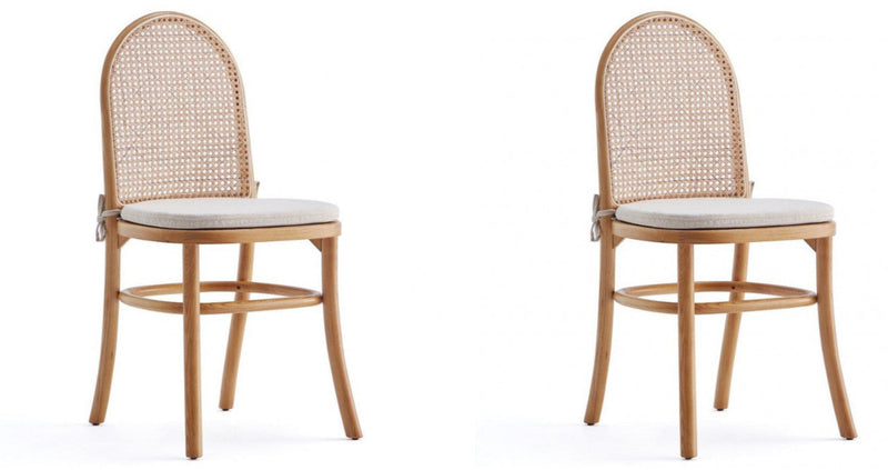 Ensemble 2 chaises de salle à manger Paragon de Manhattan Comfort avec coussins crème - cannage naturel