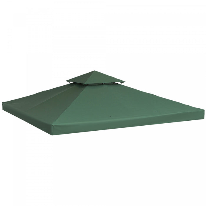 Outsunny 9,8 'x 9,8' Carre 2 Niveaux Gazebo Auvent De Remplacement Couverture Superieure De Jardin Exterieur Pare-soleil, Vert