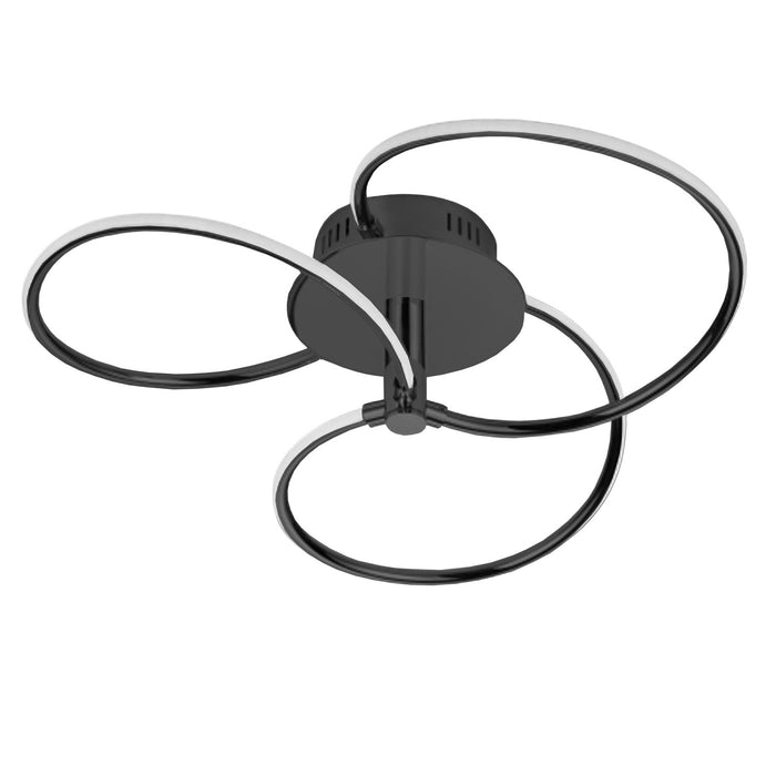Plafonnier semi-affleuré Romy de Dainolite en silicone blanc qui diffuse la lumière, avec fini noir mat et ampoule à DEL de 24 W
