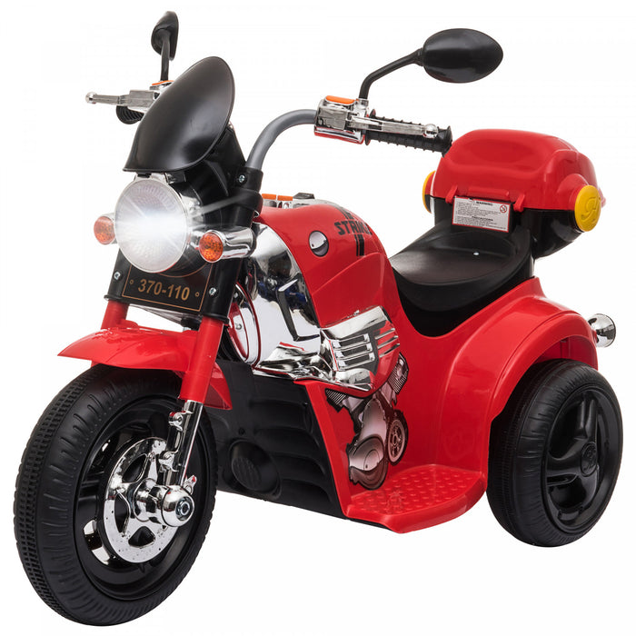 Aosom Moto Electrique Enfants Jouet 6v Alimente Par Batterie Tricycle Electrique Jouets Pour 18-36 Mois Avec Musique Legere Mp3 Boite De Rangement Rouge