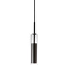 Luminaire suspendu Luna de Dainolite en verre transparent, avec fini noir et ampoule à DEL de 6 W