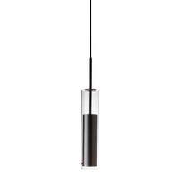 Luminaire suspendu Luna de Dainolite en verre transparent, avec fini noir et ampoule à DEL de 6 W