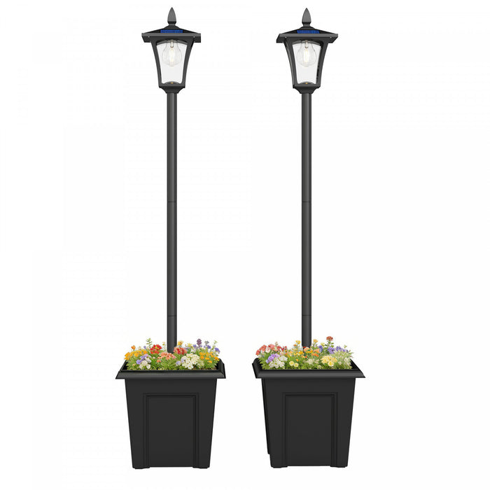 Outsunny - Lot de 2 lampadaires solaires de 1,6 m, lampes solaires, noir