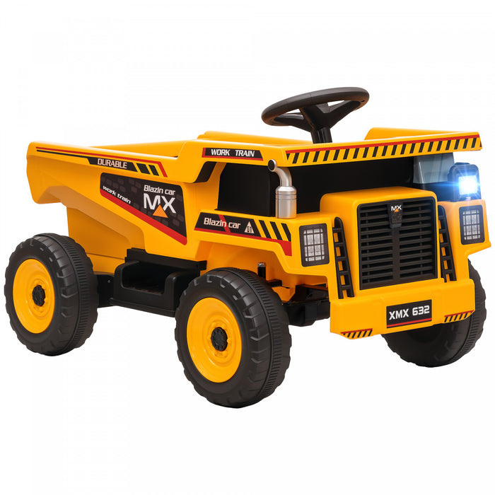 Qaba Tracteur A Conduire Pour Enfants, Avec Benne Basculante Electrique