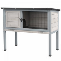 Pawhut Clapier En Bois Pour Lapin Petite Maison Pour Animaux Avec Toit Ouvert En Asphalte, Plateau C