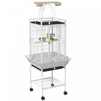 Pawhut Cage A Oiseaux Pour Perruches Avec Support, Plateau Coulissant, Plateau De Jeu, Etagere De Ra