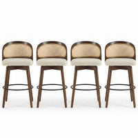  Calvin – Lot de 4 tabourets de bar de hauteur comptoir pivotants pour interieur avec dossier ergonomique, finition noyer