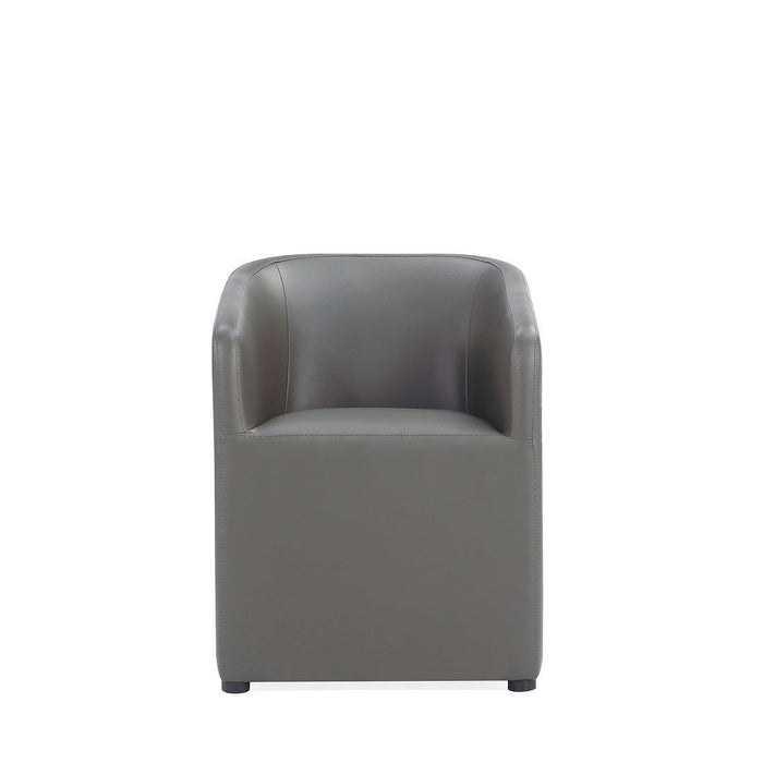 Chaise de salle à manger arrondie et moderne Anna de Manhattan Comfort en similicuir - étain