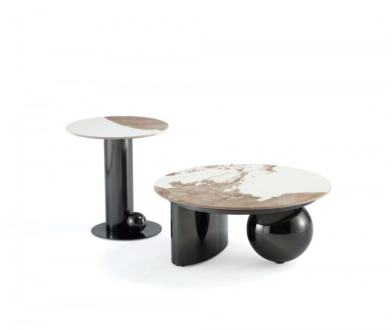 Ensemble moderne et glamour Laurel de 2 tables : table basse et table d’appoint, coloris noir