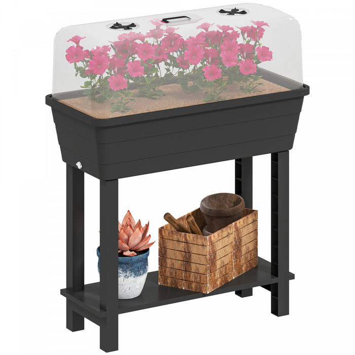 Outsunny Lit de jardin sureleve a arrosage automatique 41 L, Noir