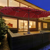 Costway Parasol double face jumeau 15FT pour patio avec 48 LED solaires a manivelle Wine