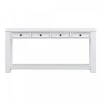 Table Console Gracie En Bois Massif Avec Tiroirs Et Etagere - Blanc Antique