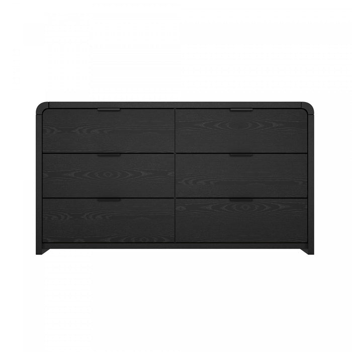 Commode moderne Grace 60\" en noir (6 tiroirs)