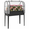 Outsunny Carre potager en metal avec couverture de serre rabattable, noir