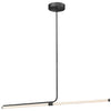 Luminaire suspendu horizontal Corvette de Dainolite en acrylique blanc qui diffuse la lumière, avec fini noir mat et ampoule de 24 W